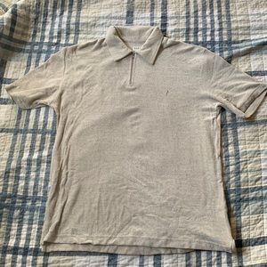 Guess Cotton Shirt — XXL, Zip Collar, Cream